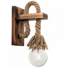 Απλίκα Τοίχου 1xE27 230V Ξύλινη με Σχοινί 43402